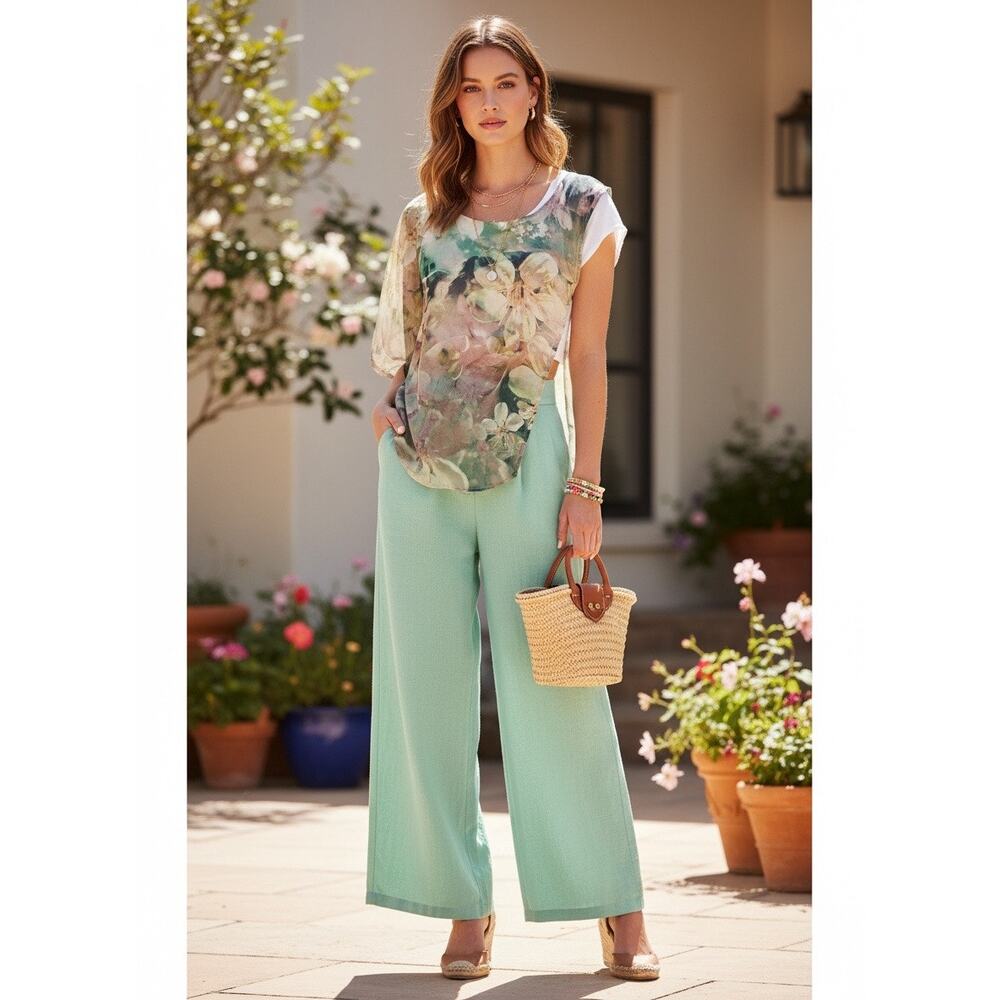 Stile Benetton Floral Overlay Blouse — NWT XS